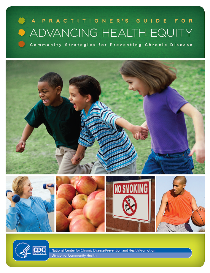 Image of children holding hands and running outside; below is picture of woman lifting hand weights, apples, no smoking sign and man playing basketball